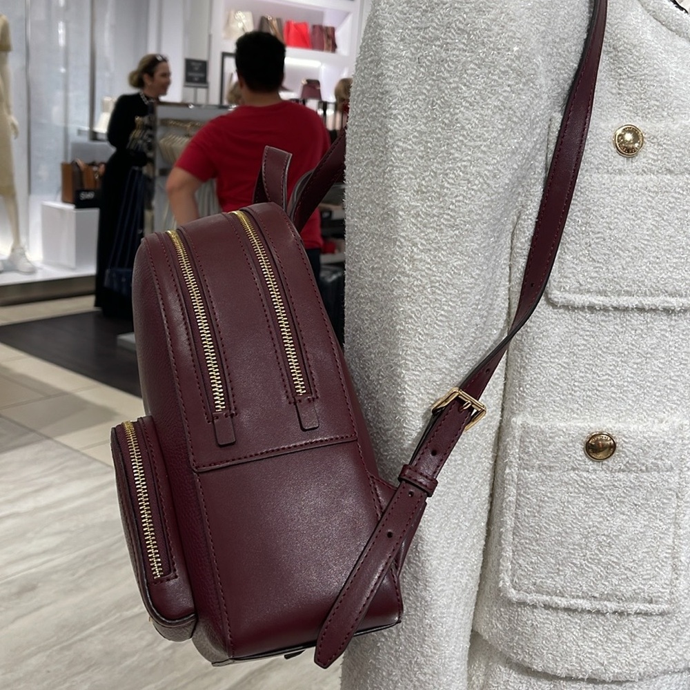Michael Kors Jaycee Medium Pebbled Leather Backpack
 Oxblood/Golden 
NWT - Picture 7 of 16